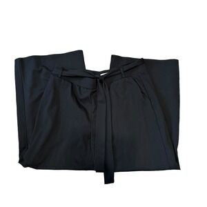 Girl With Curves QVC Ponte Pants Black XL Petite Tie‎ Belt Wide Leg Trousers